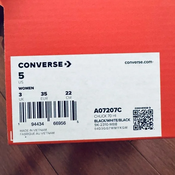 Converse Taylor All Star 70 High Top Sneaker Black and White with Studs US 5 - Picture 14 of 16